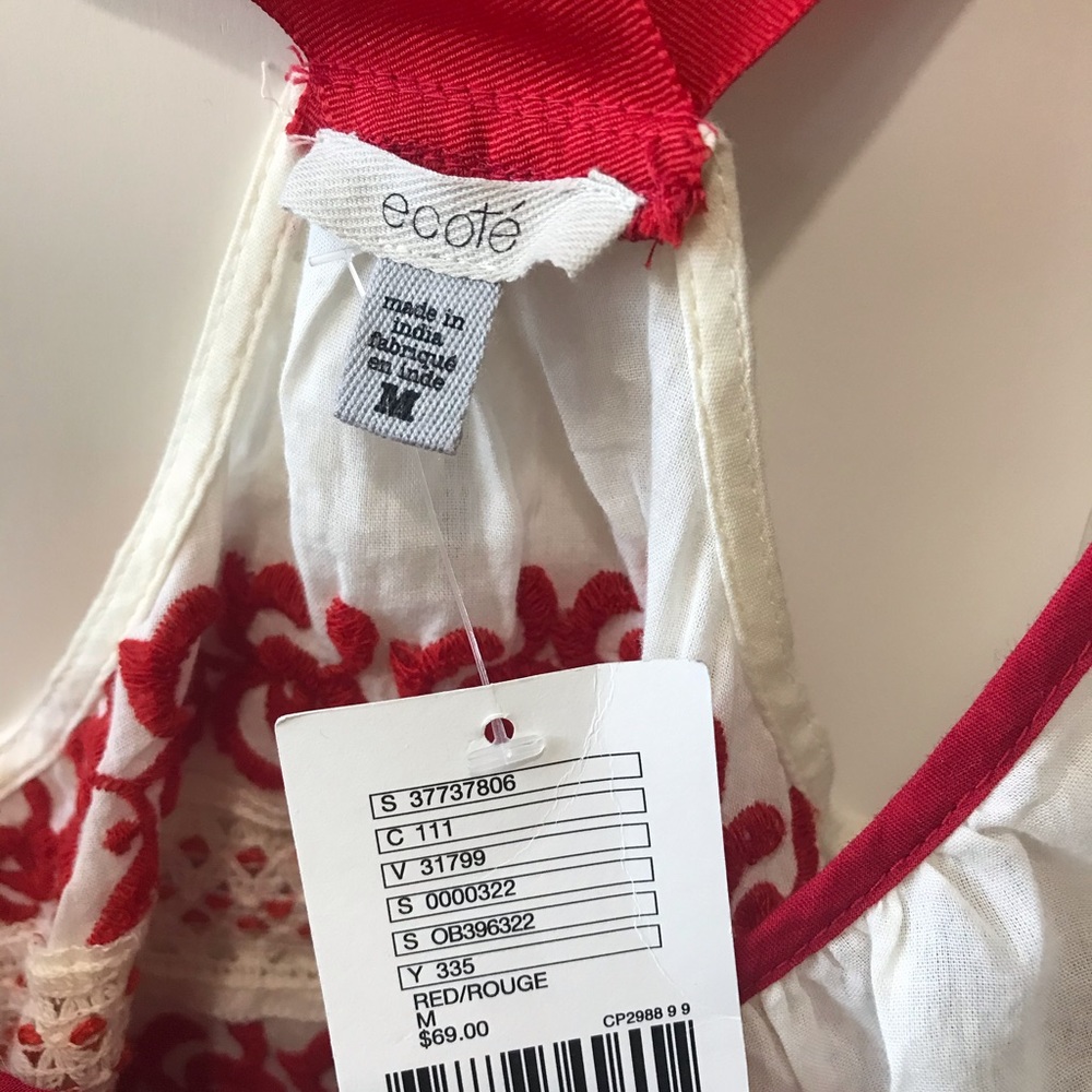 Urban Outfitters Ecote Red Embroidered Crop Top - Picture 4 of 4